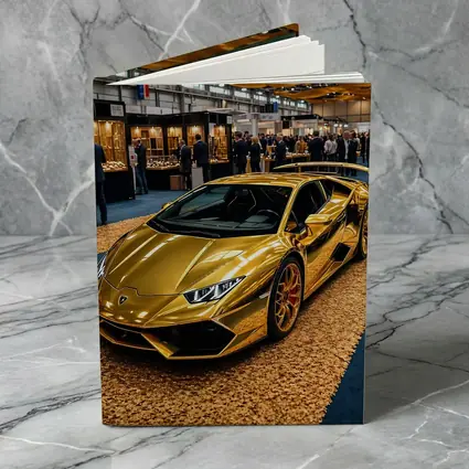 Gold Lamborghini Huracan At Luxury Car Show