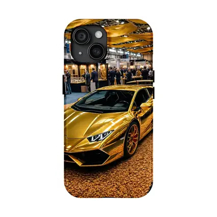 Gold Lamborghini Huracan At Luxury Car Show