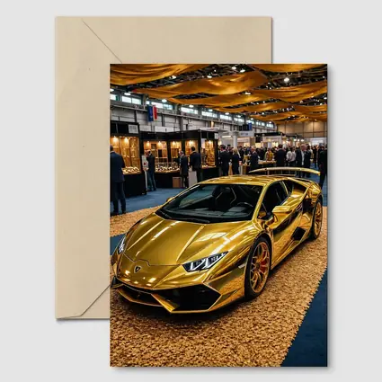 Gold Lamborghini Huracan At Luxury Car Show