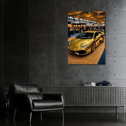 Gold Lamborghini Huracan At Luxury Car Show