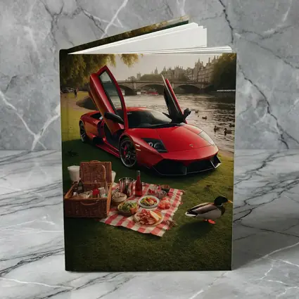 Red Lamborghini Murcielago Riverside Picnic Scene