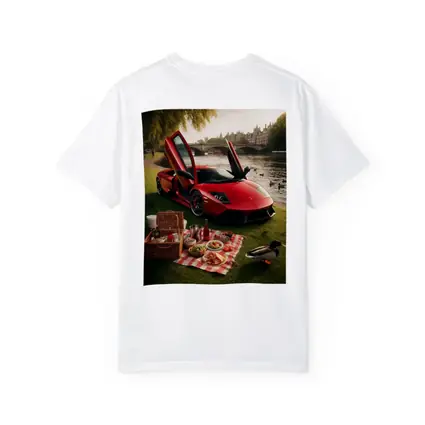 Red Lamborghini Murcielago Riverside Picnic Scene
