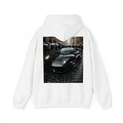 Lamborghini Murcielago Black Rainy Cobblestone Street