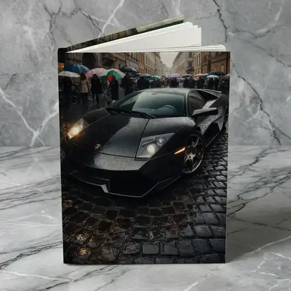 Lamborghini Murcielago Black Rainy Cobblestone Street