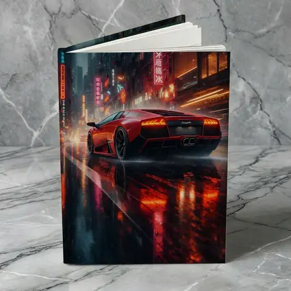 Lamborghini Murcielago Red Rainy Neon City