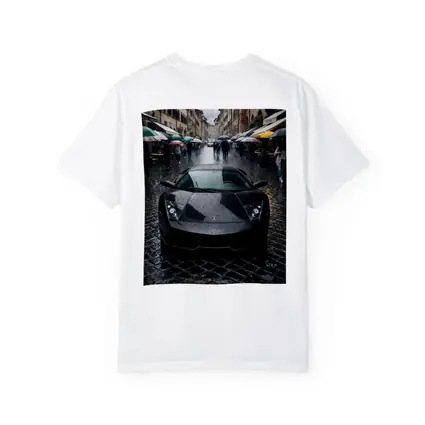 Lamborghini Murcielago Black Rainy City Street