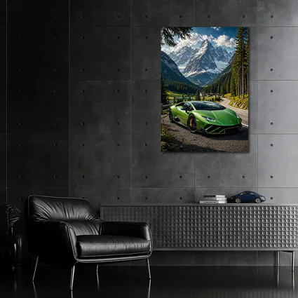 Lamborghini Huracan Green Alpine Mountain Road