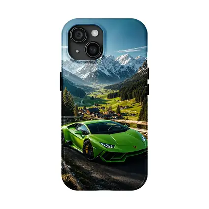 Lamborghini Huracan Green Alpine Mountain Road