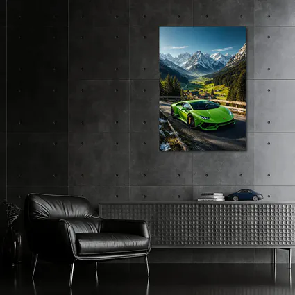 Lamborghini Huracan Green Alpine Mountain Road