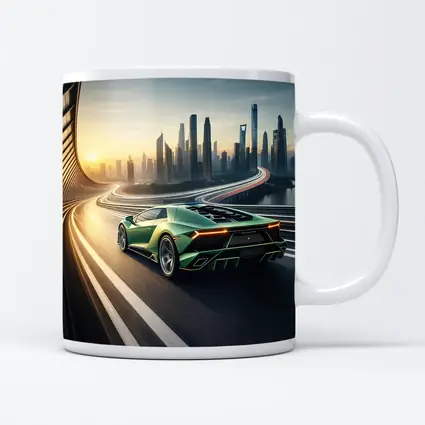 Lamborghini Sian Green City Skyline Drive