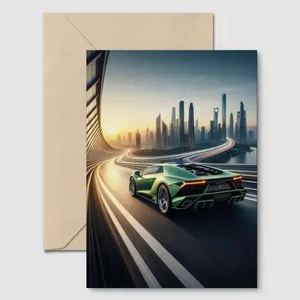 Lamborghini Sian Green City Skyline Drive