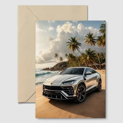 Lamborghini Urus Silver On Tropical Beach