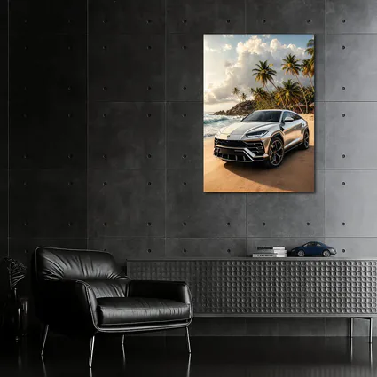Lamborghini Urus Silver On Tropical Beach