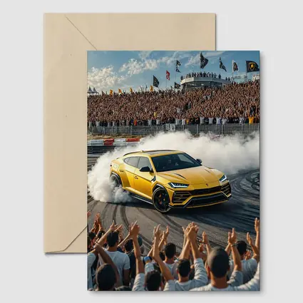 Lamborghini Urus Drifting Yellow at Racing Event
