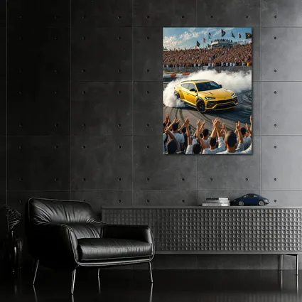 Lamborghini Urus Drifting Yellow at Racing Event
