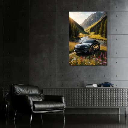 Lamborghini Urus Black Mountain Valley Scene