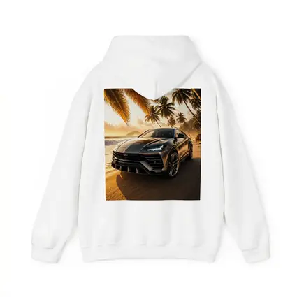 Lamborghini Urus on Tropical Beach Sunset