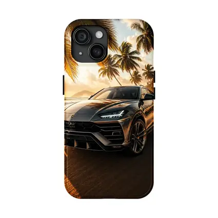 Lamborghini Urus on Tropical Beach Sunset