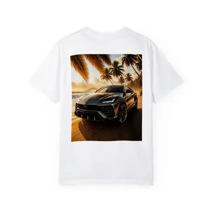 Lamborghini Urus on Tropical Beach Sunset