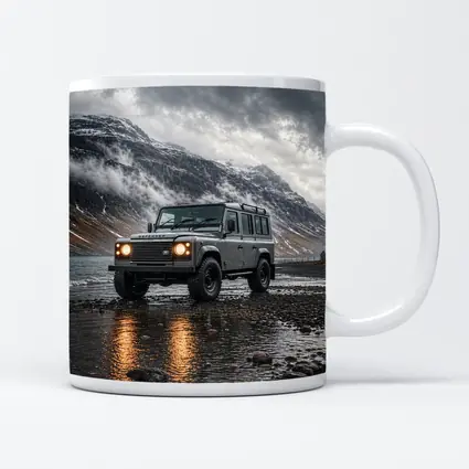 Land Rover Defender Parked On Rocky Shore