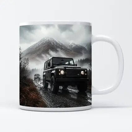 Land Rover Defender on Misty Mountain Trail