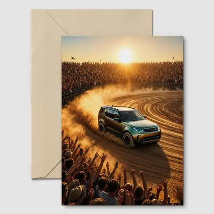 Land Rover Discovery Drifting Dirt Arena Crowd
