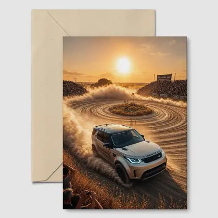 Land Rover Discovery Drifting Dusty Sunset Track