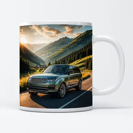 Range Rover Driving Mountain Valley Sunset Road
