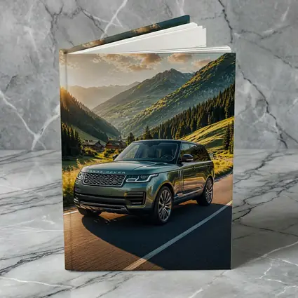 Range Rover Driving Mountain Valley Sunset Road