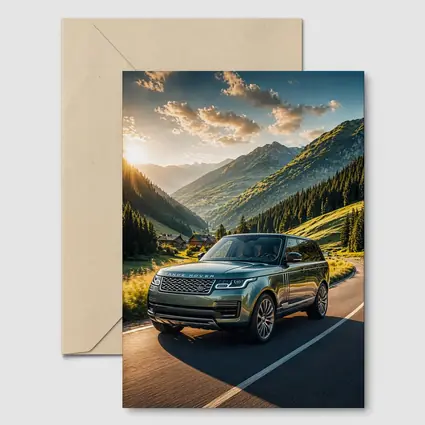 Range Rover Driving Mountain Valley Sunset Road