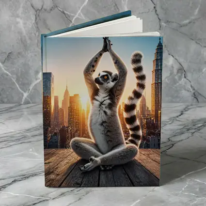 Ring Tailed Lemur Doing Yoga City Skyline
