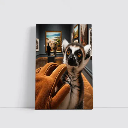 Ring Tailed Lemur Inside Art Museum Gallery