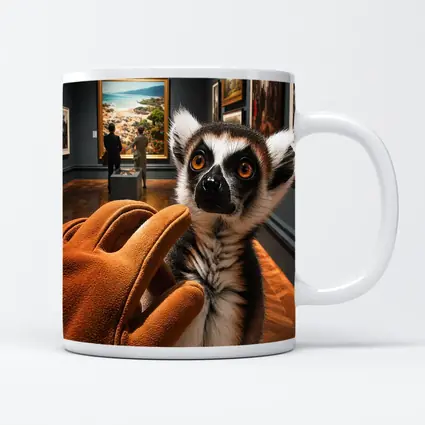 Ring Tailed Lemur Inside Art Museum Gallery