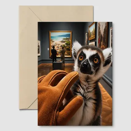 Ring Tailed Lemur Inside Art Museum Gallery