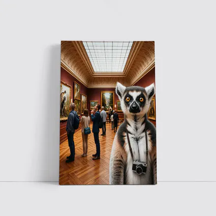 Ring Tailed Lemur Tourist Inside Art Museum