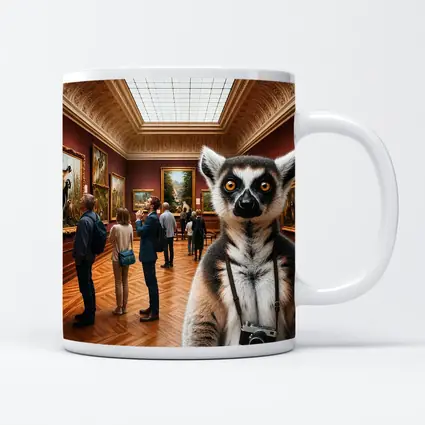 Ring Tailed Lemur Tourist Inside Art Museum