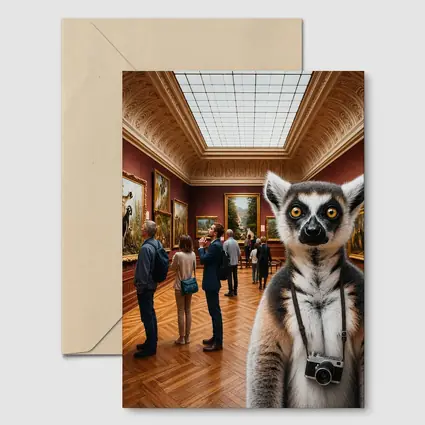 Ring Tailed Lemur Tourist Inside Art Museum