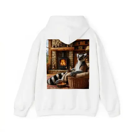 Ring Tailed Lemur Relaxing by Cozy Fireplace