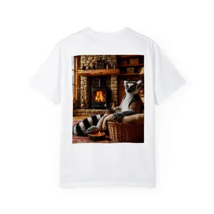 Ring Tailed Lemur Relaxing by Cozy Fireplace
