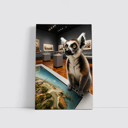 Ring Tailed Lemur Inside Art Museum Gallery