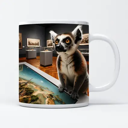Ring Tailed Lemur Inside Art Museum Gallery