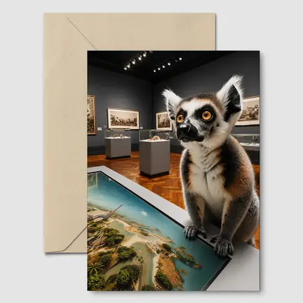 Ring Tailed Lemur Inside Art Museum Gallery