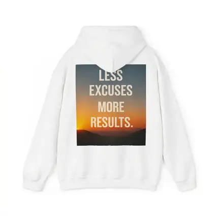 Less Excuses More Results Sunset Mountains Quote