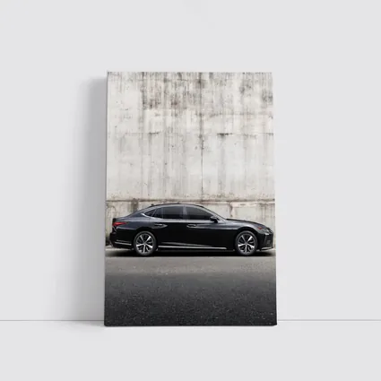 Lexus LS Black Sedan Concrete Wall Background