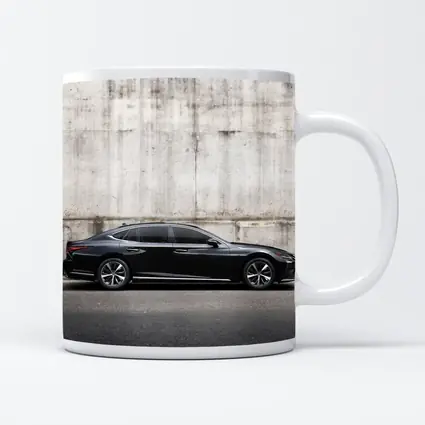 Lexus LS Black Sedan Concrete Wall Background