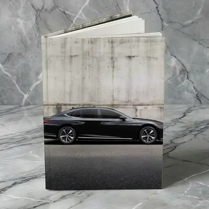 Lexus LS Black Sedan Concrete Wall Background