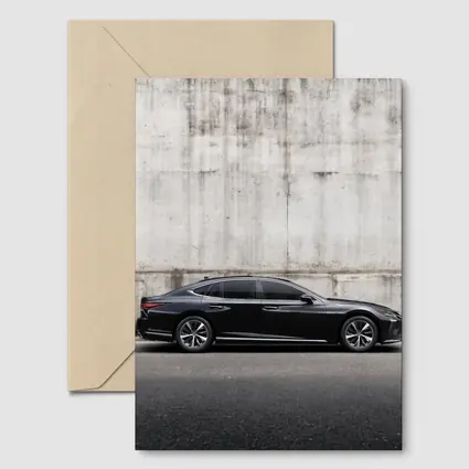 Lexus LS Black Sedan Concrete Wall Background