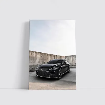 Lexus LS Black Sedan Urban Concrete Wall