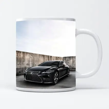 Lexus LS Black Sedan Urban Concrete Wall