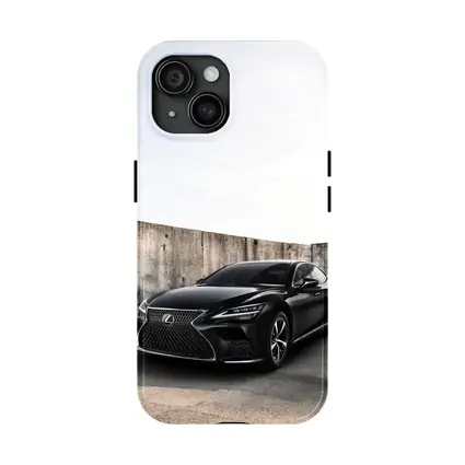 Lexus LS Black Sedan Urban Concrete Wall
